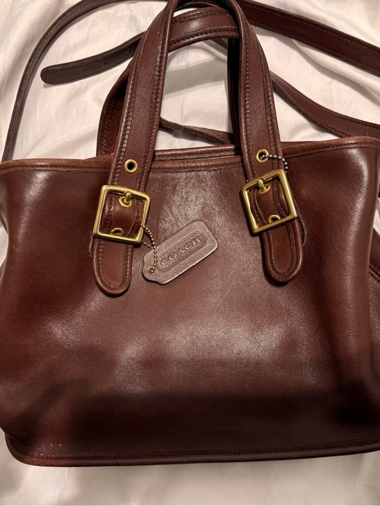 Coach Handbags - Coach Dark Brown Leather Shoulder Tote with Brass Hardware